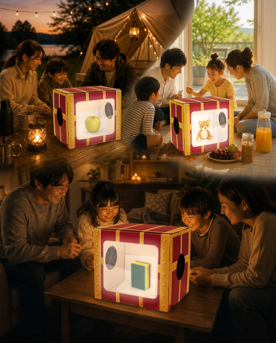 子どもから大人まで、なんじゃらホイを囲んで盛り上がる場面